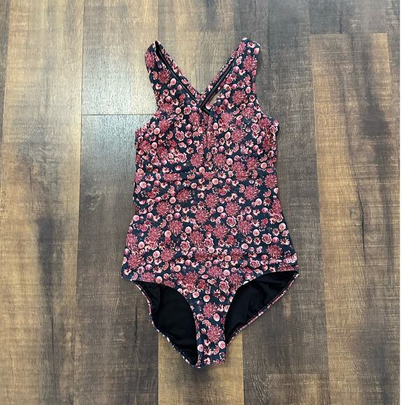 Albion Other - Albion Fit Shell Shock, Pink Ditzy V Neck One Piece Swimsuit Size Large